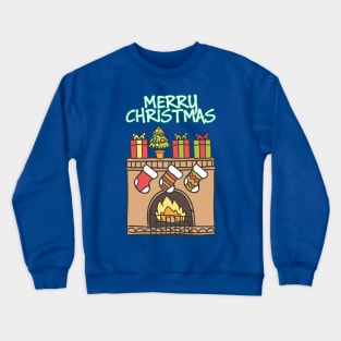 Christmas fire place - Happy Christmas and a happy new year! - Available in stickers, clothing, etc Crewneck Sweatshirt